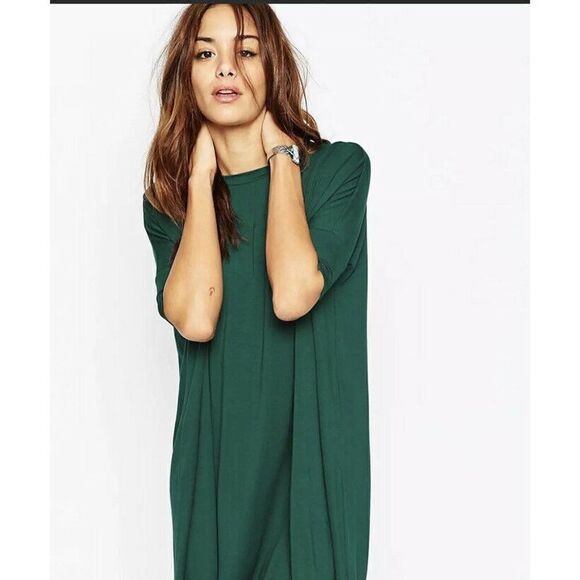 ASOS Women’s The T Shirt Midi Length Dress in Dark Emerald Green US Size 2/Small - Picture 4 of 12